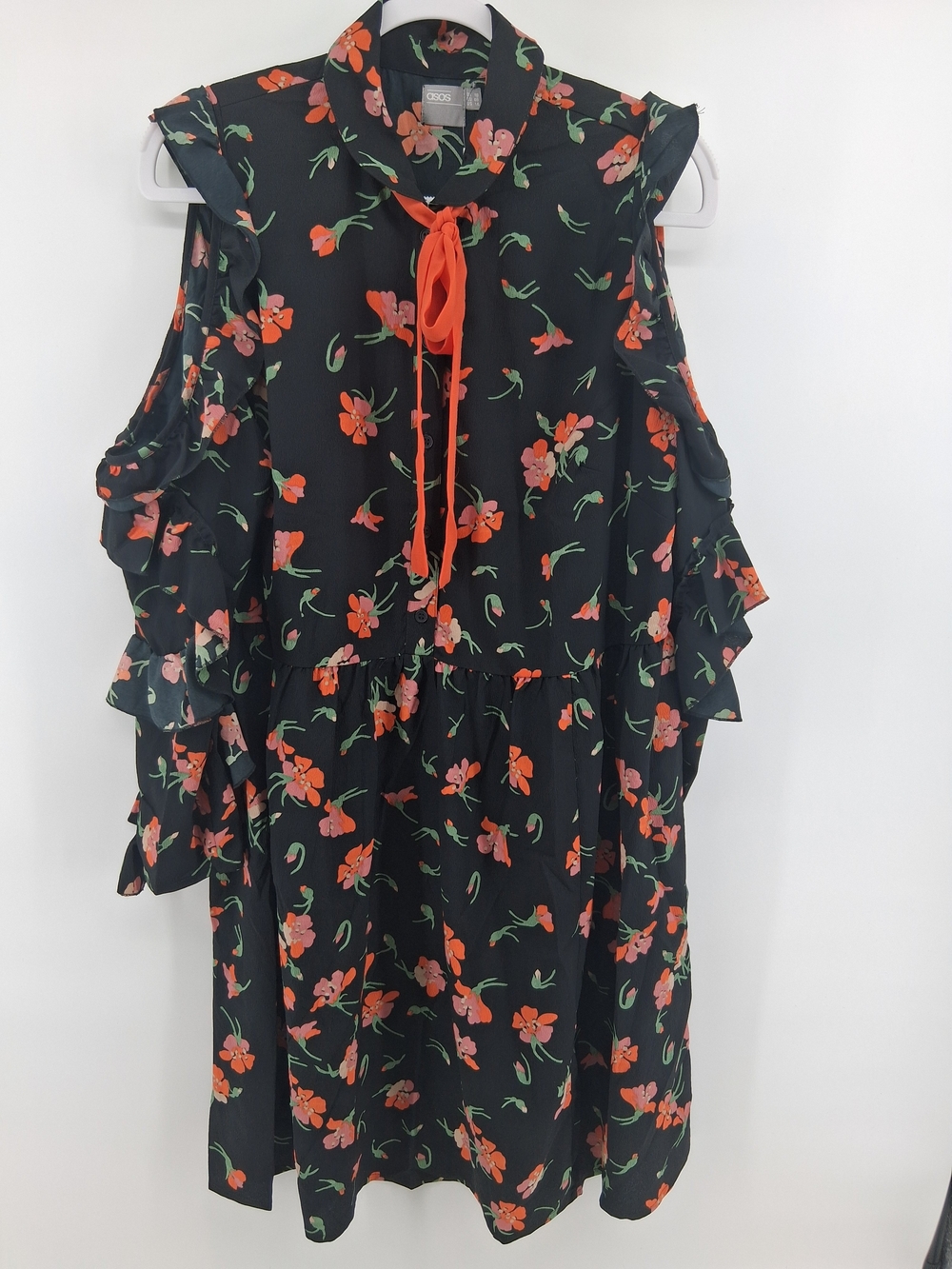 ASOS Black Blouse with Orange and Pink Floral Print